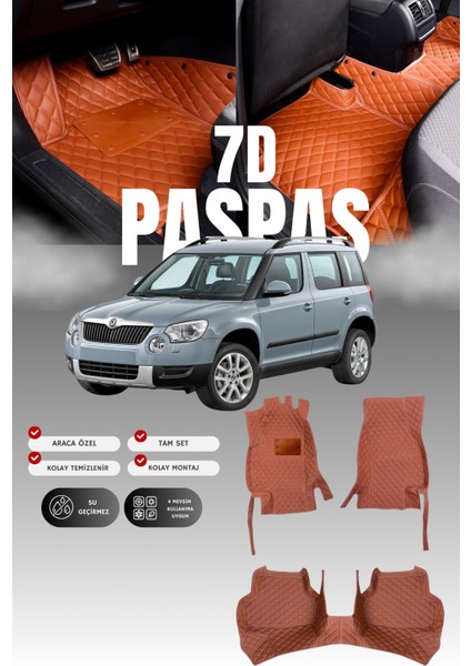 Skoda Yeti (2009-2017) 7d Deri Havuzlu Oto Paspas | Tam Koruma,araca Özel & Hızlı Montaj