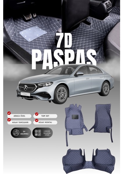 Mercedes E180 / W214 (2023 ve Sonrası) 7d Deri Havuzlu Oto Paspas | Tam Koruma & Hızlı Montaj