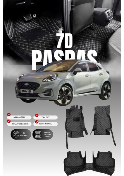 Ford Puma (2019 ve Sonrası) 7d Deri Havuzlu Oto Paspas | Tam Koruma,araca Özel & Hızlı Montaj