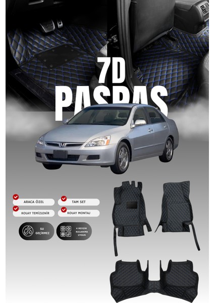 Honda Accord (2002-2007) 7d Deri Havuzlu Oto Paspas | Tam Koruma,araca Özel & Hızlı Montaj