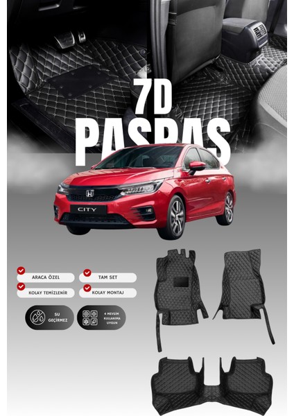 Honda City (2021 ve Sonrası) 7d Deri Havuzlu Oto Paspas | Tam Koruma,araca Özel & Hızlı Montaj