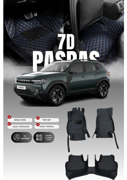 Renault Duster Eco-G (2024 ve Sonrası) 7d Deri Havuzlu Oto Paspas | Tam Koruma & Hızlı Montaj