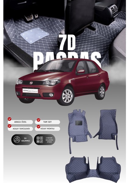 Fiat Albea (2002-2012) 7d Deri Havuzlu Oto Paspas | Tam Koruma,araca Özel & Hızlı Montaj