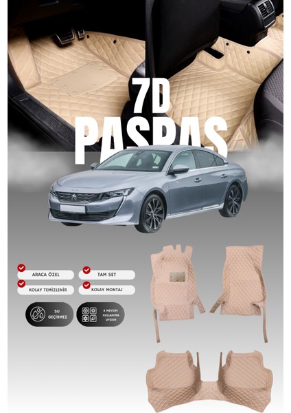 Peugeot 508 (2019 ve Sonrası) 7d Deri Havuzlu Oto Paspas | Tam Koruma,araca Özel & Hızlı Montaj