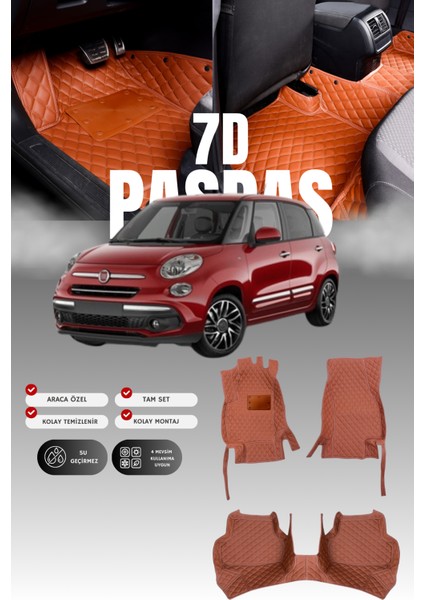 Fiat 500L (2012-2022) 7d Deri Havuzlu Oto Paspas | Tam Koruma,araca Özel & Hızlı Montaj