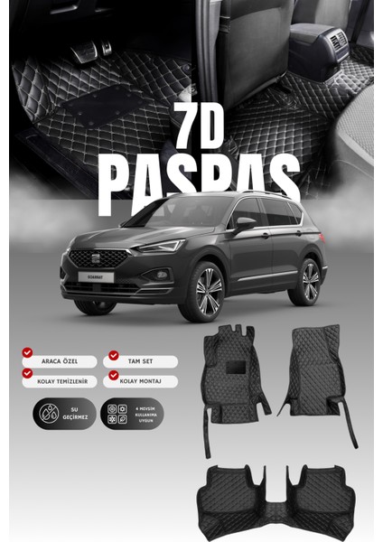 Seat Tarraco (2018 ve Sonrası) 7d Deri Havuzlu Oto Paspas | Tam Koruma,araca Özel & Hızlı Montaj