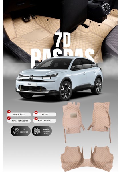Citroen C4 Elektrikli (2020 ve Sonrası) 7d Deri Havuzlu Oto Paspas | Tam Koruma & Çift Katmanlı