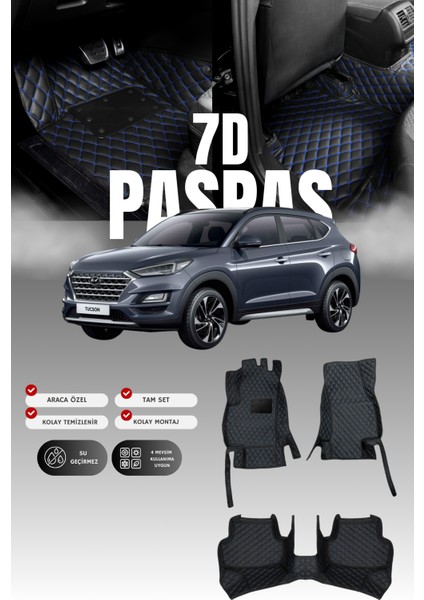 Hyundai Tucson (2015-2020) 7d Deri Havuzlu Oto Paspas | Tam Koruma,araca Özel Kesim & Hızlı Montaj