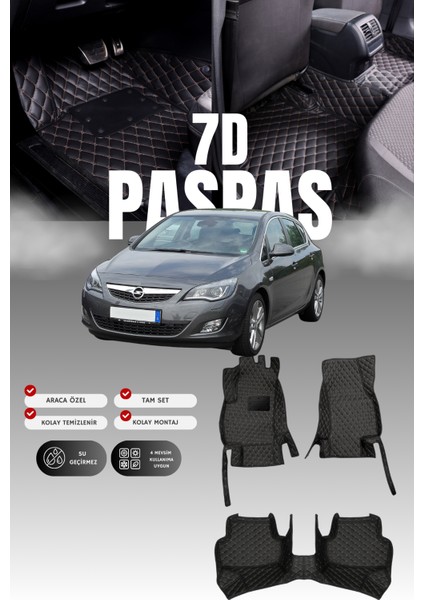 Opel Astra J Sedan (2010-2015) 7d Deri Havuzlu Oto Paspas | Tam Koruma & Hızlı Montaj
