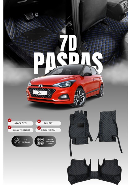 Hyundai I20 (2014-2020) 7d Deri Havuzlu Oto Paspas | Tam Koruma,araca Özel Kesim & Hızlı Montaj