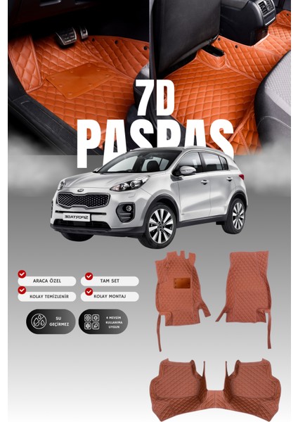 Kia Sportage (2016-2021) 7d Deri Havuzlu Oto Paspas | Tam Koruma,araca Özel Kesim & Hızlı Montaj
