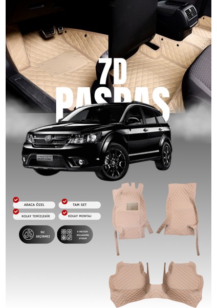 Fiat Freemont (2011-2016) 7d Deri Havuzlu Oto Paspas | Tam Koruma,araca Özel & Hızlı Montaj