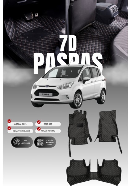 Ford C-Max (2003-2010) 7d Deri Havuzlu Oto Paspas | Tam Koruma,araca Özel & Hızlı Montaj