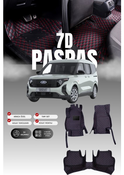 Ford Tourneo Courier (2024 ve Sonrası) 7d Deri Havuzlu Oto Paspas | Tam Koruma,araca Özel & Hızlı Montaj