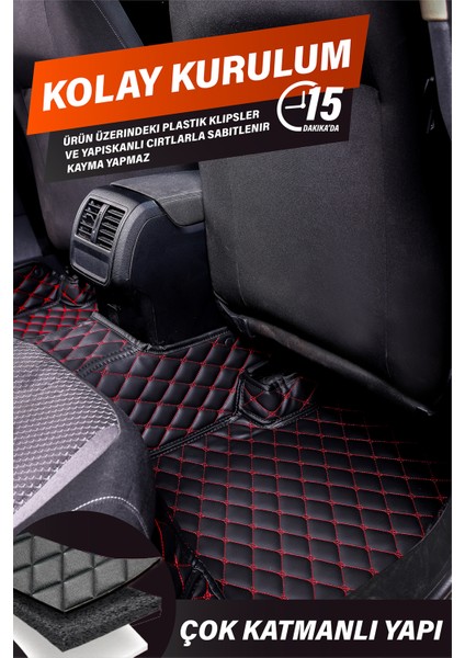 Ford Tourneo Courier (2024 ve Sonrası) 7d Deri Havuzlu Oto Paspas | Tam Koruma,araca Özel & Hızlı Montaj indirimleri