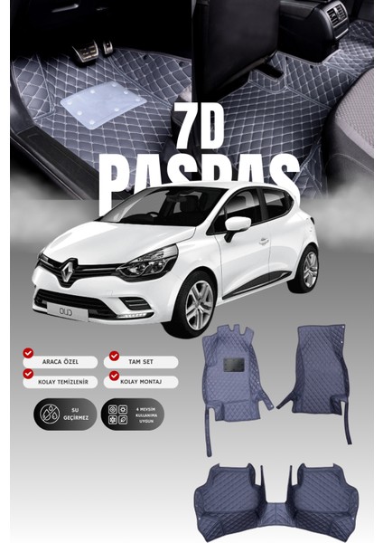 Renault Clio 4 Hatchback (2012-2019) 7d Deri Havuzlu Oto Paspas | Tam Koruma & Hızlı Montaj