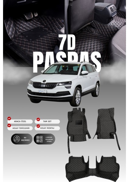 Skoda Karoq (2017 ve Sonrası) 7d Deri Havuzlu Oto Paspas | Tam Koruma,araca Özel & Hızlı Montaj