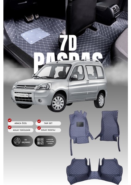 Citroen Berlingo (1996-2010) 7d Deri Havuzlu Oto Paspas | Tam Koruma,araca Özel & Hızlı Montaj