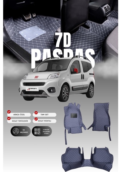 Fiat Fiorino (2007-2025) 7d Deri Havuzlu Oto Paspas | Tam Koruma,araca Özel & Hızlı Montaj