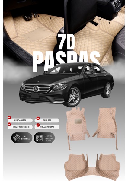 Mercedes E200 / W213 (2016-2023) 7d Deri Havuzlu Oto Paspas | Tam Koruma,araca Özel & Hızlı Montaj