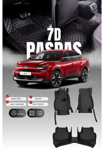 Citroen C4X Benzinli (2022 ve Sonrası) 7d Deri Havuzlu Oto Paspas | Tam Koruma & Çift Katmanlı