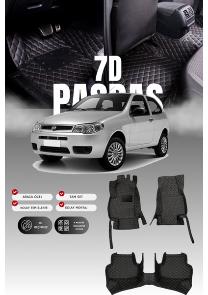 Fiat Palio (1997-2012) 7d Deri Havuzlu Oto Paspas | Tam Koruma,araca Özel & Hızlı Montaj