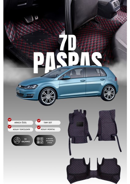 Volkswagen Golf 7 (2013-2020) 7d Deri Havuzlu Oto Paspas | Tam Koruma,araca Özel & Hızlı Montaj