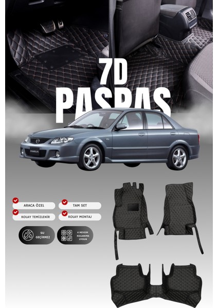 Mazda Familia (1998-2003) 7d Deri Havuzlu Oto Paspas | Tam Koruma,araca Özel Kesim & Hızlı Montaj