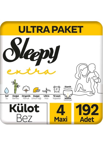 Extra Günlük Aktivite Ultra Paket Külot Bez 4 Numara Maxi 192 Adet