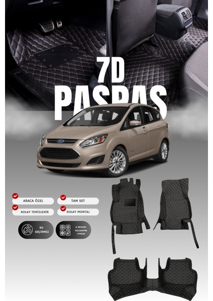 Ford C-Max (2010-2019) 7d Deri Havuzlu Oto Paspas | Tam Koruma,araca Özel & Hızlı Montaj