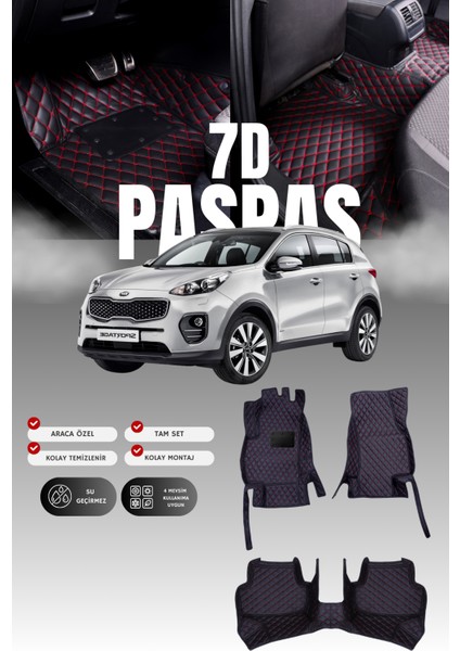 Kia Sportage (2016-2021) 7d Deri Havuzlu Oto Paspas | Tam Koruma,araca Özel Kesim & Hızlı Montaj