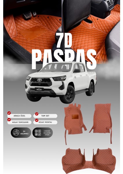 Toyota Hilux (2015 ve Sonrası) 7d Deri Havuzlu Oto Paspas | Tam Koruma,araca Özel & Hızlı Montaj