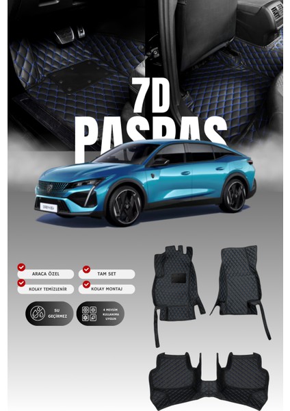 Peugeot 408 (2022 ve Sonrası) 7d Deri Havuzlu Oto Paspas | Tam Koruma,araca Özel Kesim & Hızlı Montaj