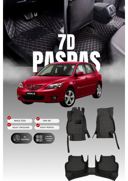 Mazda 3 (2003-2009) 7d Deri Havuzlu Oto Paspas | Tam Koruma,araca Özel Kesim & Hızlı Montaj