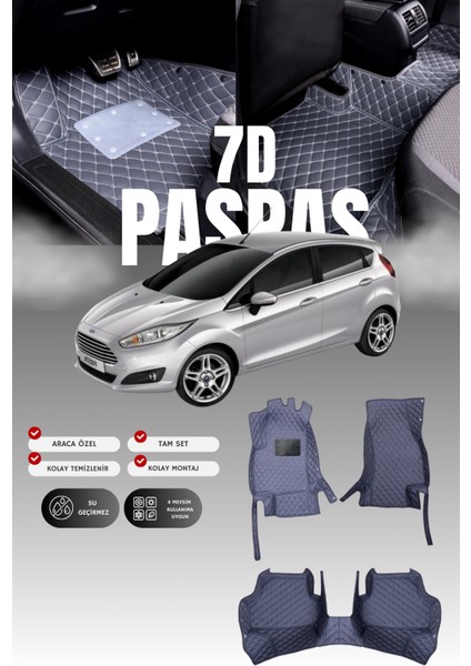 Ford Fiesta (2010-2016) 7d Deri Havuzlu Oto Paspas | Tam Koruma,araca Özel & Hızlı Montaj