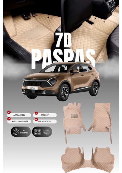 Kia Sportage (2021 ve Sonrası) 7d Deri Havuzlu Oto Paspas | Tam Koruma,araca Özel & Hızlı Montaj