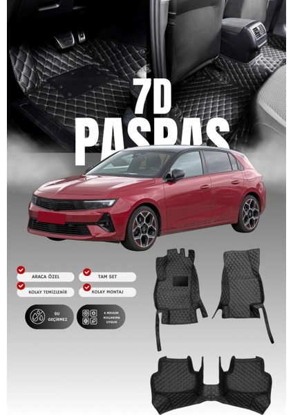Opel Astra L Hatchback (2021 ve Sonrası) 7d Deri Havuzlu Oto Paspas | Tam Koruma & Hızlı Montaj