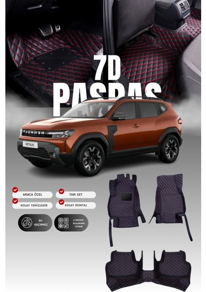 Renault Duster Full-Hibrit (2024 ve Sonrası) 7d Deri Havuzlu Oto Paspas | Tam Koruma