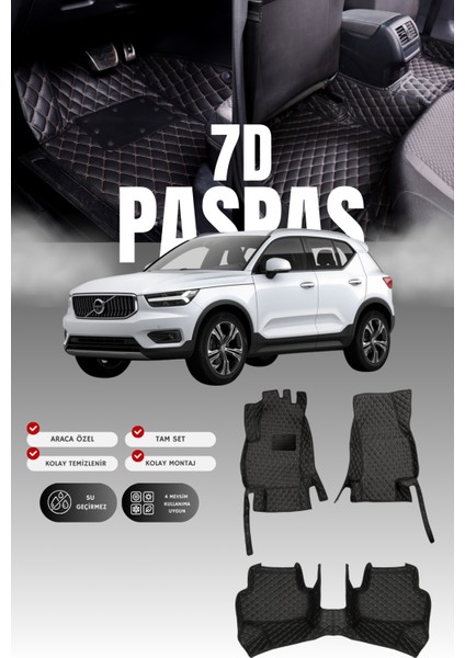 Volvo XC40 (2018 ve Sonrası) 7d Deri Havuzlu Oto Paspas | Tam Koruma,araca Özel & Hızlı Montaj