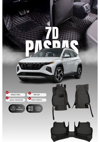Hyundai Tucson (2020 ve Sonrası) 7d Deri Havuzlu Oto Paspas | Tam Koruma,araca Özel & Hızlı Montaj