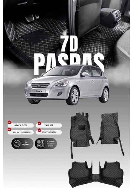 Kia Ceed (2006-2012) 7d Deri Havuzlu Oto Paspas | Tam Koruma,araca Özel Kesim & Hızlı Montaj