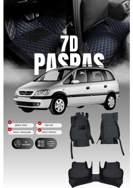 Opel Zafira (2000-2006) 7d Deri Havuzlu Oto Paspas | Tam Koruma,araca Özel Kesim & Hızlı Montaj
