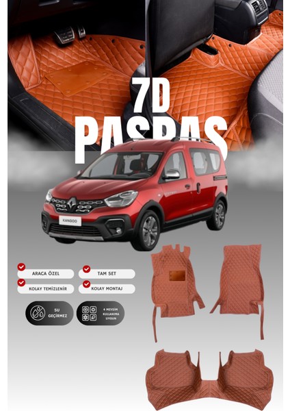Renault Kangoo (2009-2021) 7d Deri Havuzlu Oto Paspas | Tam Koruma,araca Özel & Hızlı Montaj