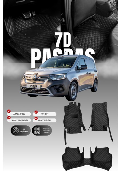 Renault Kangoo (2022 ve Sonrası) 7d Deri Havuzlu Oto Paspas | Tam Koruma,araca Özel & Hızlı Montaj