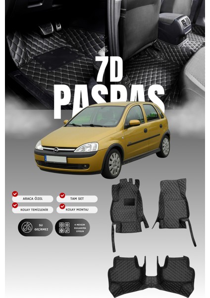 Opel Corsa C (2002-2006) 7d Deri Havuzlu Oto Paspas | Tam Koruma,araca Özel & Hızlı Montaj