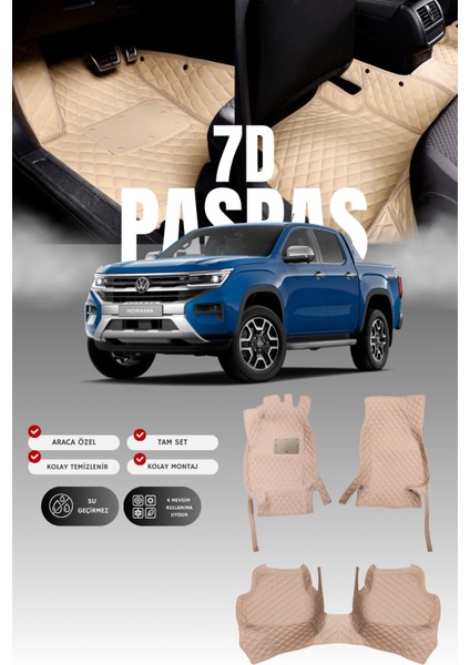 Volkswagen Amarok (2023 ve Sonrası) 7d Deri Havuzlu Oto Paspas | Tam Koruma & Hızlı Montaj