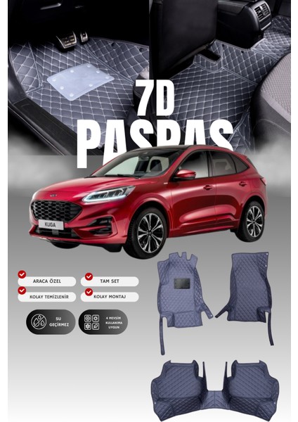 Ford Kuga (2020 ve Sonrası) 7d Deri Havuzlu Oto Paspas | Tam Koruma,araca Özel & Hızlı Montaj