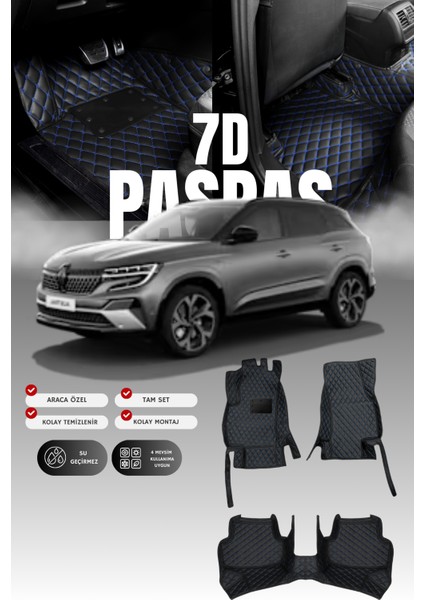 Renault Austral Full Hibrit (2023 ve Sonrası) 7d Deri Havuzlu Oto Paspas | Tam Koruma