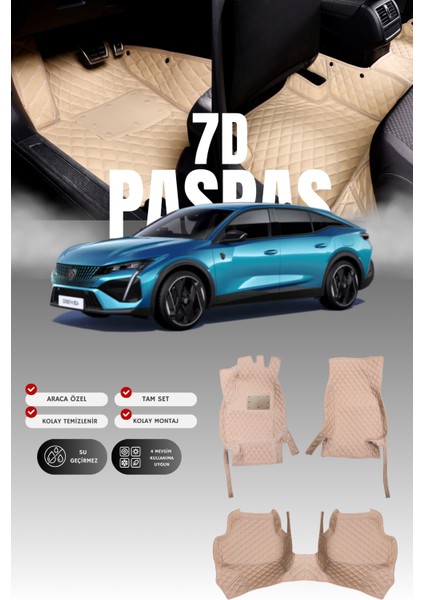 Peugeot 408 (2022 ve Sonrası) 7d Deri Havuzlu Oto Paspas | Tam Koruma,araca Özel Kesim & Hızlı Montaj
