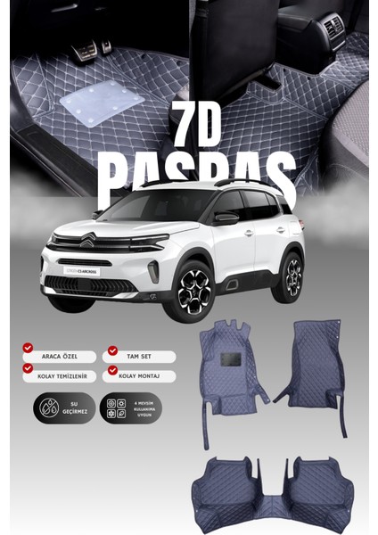 Citroen C5 Aircross (2017 ve Sonrası) 7d Deri Havuzlu Oto Paspas | Tam Koruma & Hızlı Montaj